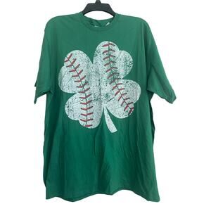 NWT Port & Company Mens Size 2XL T-Shirt St Patrick's Day Clover Baseball Unisex